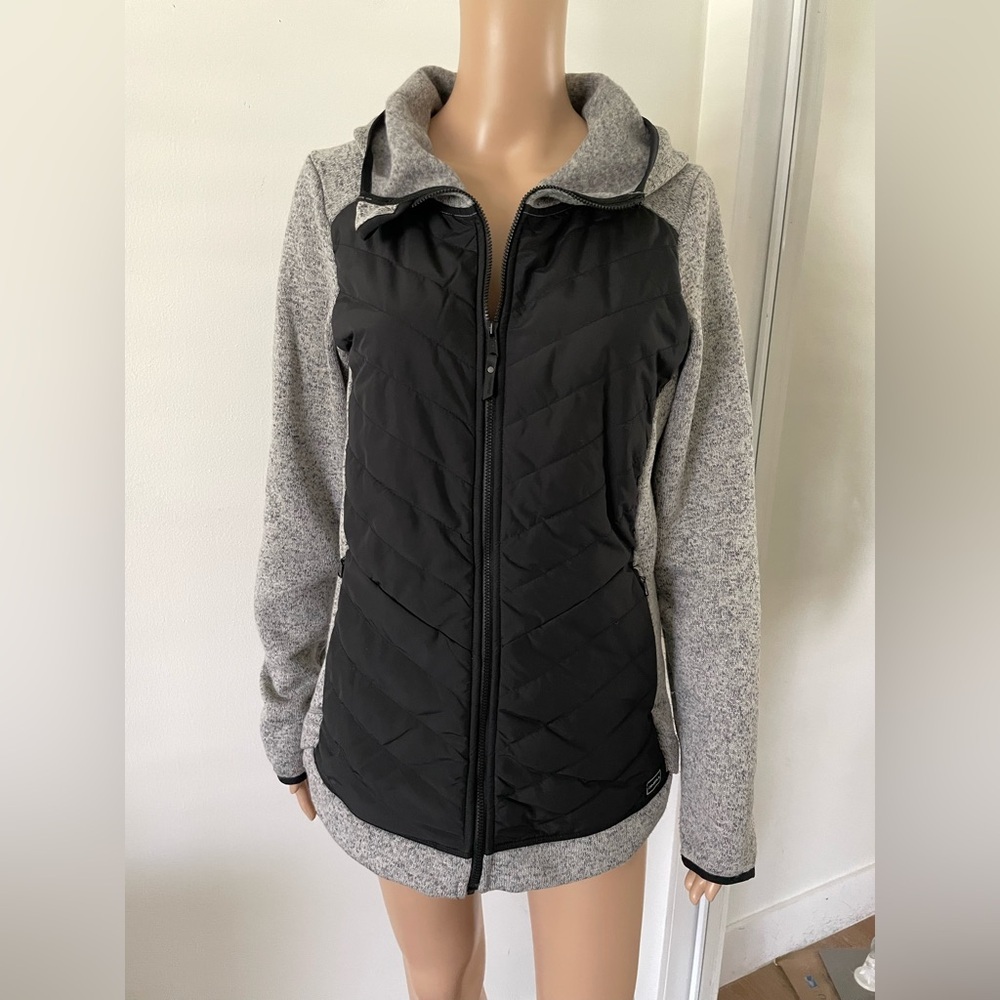 O'Neill Womens Fleece Hooded Jacket Grey/Black Size L Puffer WORN ONCE